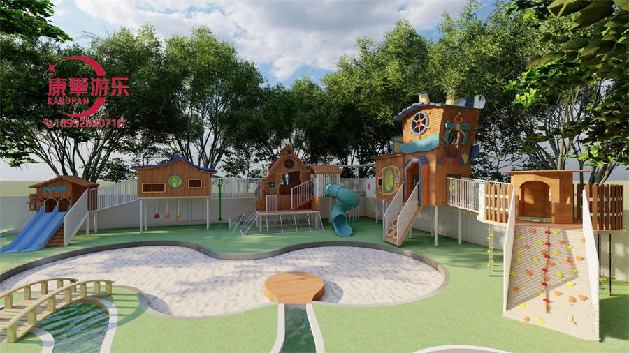 幼儿园树屋黄花梨木质滑