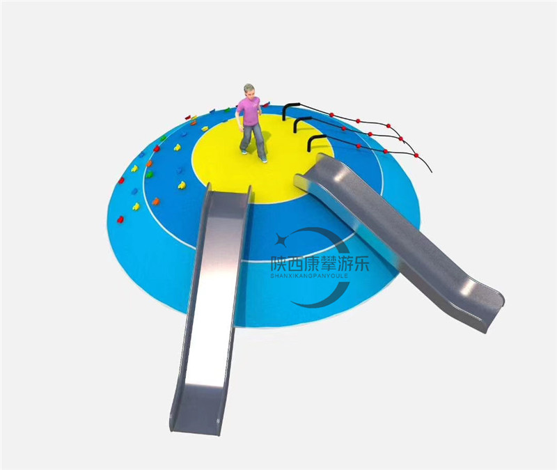 户外公园沙坑微地形不锈钢滑梯效果图