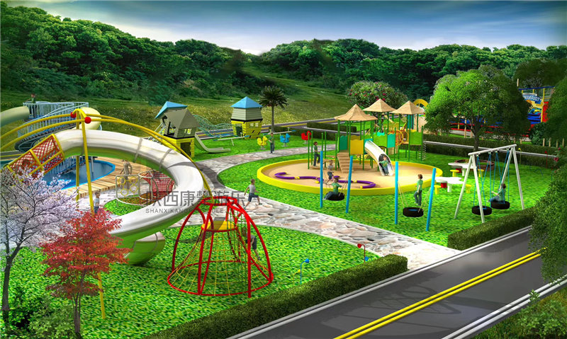 户外大型公园儿童游乐设施效果图