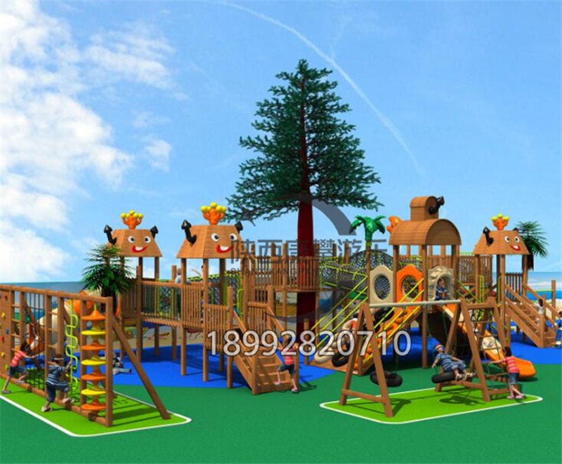 幼儿园木质滑梯