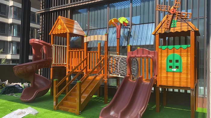 儿童木质组合滑梯