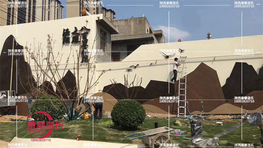 咸阳泾阳县口袋公园景观墙游乐设施案例
