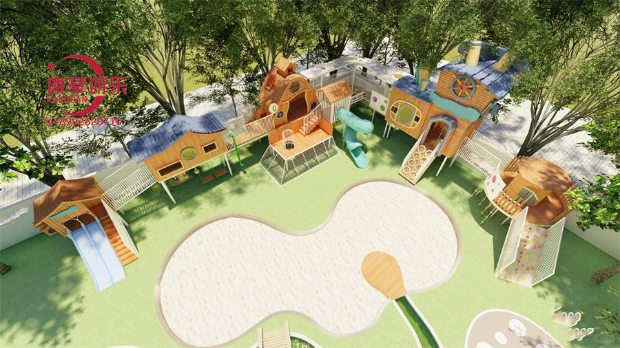 幼儿园树屋黄花梨木质滑梯