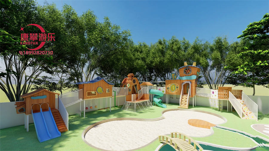 幼儿园树屋黄花梨木质滑梯