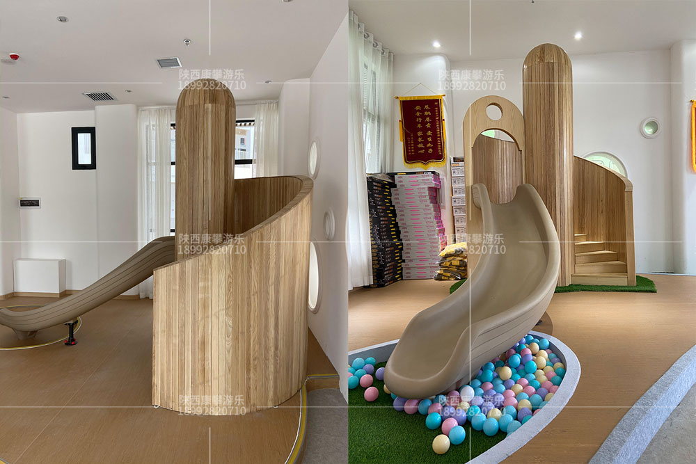 咸阳幼儿园室内木质滑梯定制案例
